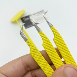 Extension de cils pointue en acier inoxydable durable japonais jaune enduit de poudre beauté professionnelle à haute adhérence en diamant - Product Image 1