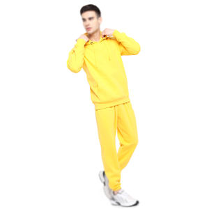Conjunto de chándal con capucha de color amarillo claro para hombre, chaqueta de Jersey y pantalones para correr, traje de dos piezas para entrenamiento de gimnasia y ropa informal - Product Image 5