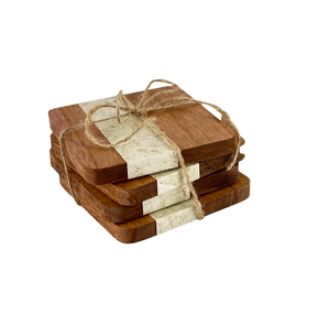 Sous-verre de thé en marbre blanc et bois de forme ronde fabricant de haute qualité en bois et Mable dessus de table thé café sous-verre - Product Image 4