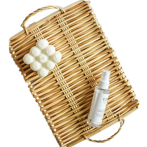 Bandeja para servir de mimbre hecha a mano de lujo de forma redonda, la mejor calidad, desayuno, comida, café, bandejas para servir, utensilios de cocina, bandeja para servir de mimbre - Product Image 4