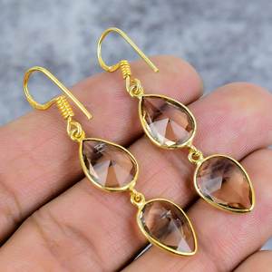 Pendientes de piedras preciosas de pera chapados en oro de Plata de Ley 925 de morganita, Pendientes colgantes para mujer, pendientes llamativos, regalo para ella - Product Image 4