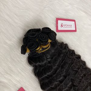 Trama atada a mano Color Natural Paquetes de cabello ondulado profundo Dropship Extensiones de cabello humano Onda del cuerpo Rizado Recto Estilos de onda natural - Product Image 5