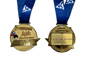 Venta Directa de Fábrica, Medalla Personalizada para Eventos, Bañada en Oro, con Cinta Roja y Blanca, Temática Deportiva, Regalo Promocional - Product Image 6