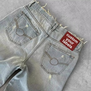 <span class=keywords><strong>Jeans</strong></span> in Denim Vintage Unisex Oversized Stile Streetwear Neri a Vita Bassa con Effetto Graffiato Gamba Larga, Modello Stacked e Comodo, Personalizzati per Uomo - Product Image 3