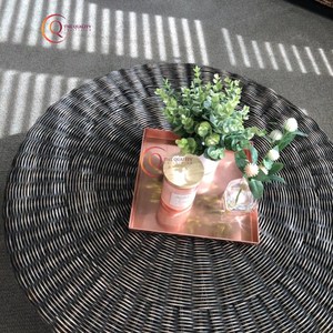 Plateau de service rectangulaire en métal cuivre Plateau de vaisselle décoratif martelé Plateau de service plaqué designer fait à la main Fournitures - Product Image 3