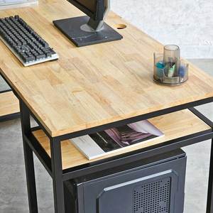 CD68030 Rubber Wood L-Shaped Corner <b>Desk</b> with Integrated Bookshelf CPU <b>Shelf</b> 160x120x150cm for Hotel Home Office Living Room - Product Image 6