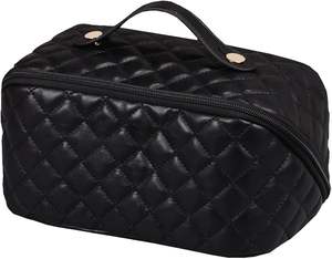 Large Capacity Travel <b>Makeup</b> Bag Leather Cosmetic Bag Travel Essentials <b>Organizers</b> with Compartments Brown Color - Product Image 6