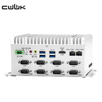 Mini PC CWWK sin ventilador J6412, 2 puertos Gigabit LAN, 8 puertos RS232/RS485/RS422 COM, 4 puertos USB, riel DIN, GPIO, computadora industrial integrada