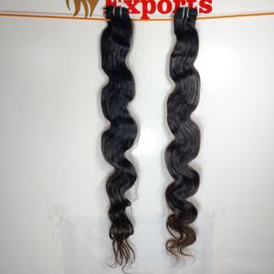 Extensiones de cabello humano indio sin procesar Virgen Bodywave Temple Natural Tengle Free Black Color Bundles Cutícula alineada - Product Image 3