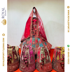 Présentation de New Heavy Velvet With Embroidery Bridal Lehenga Collection - Product Image 3