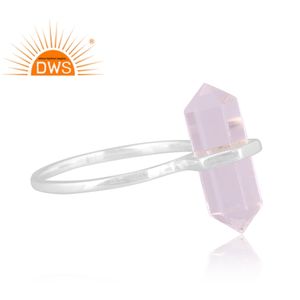 Última tendencia 925 Plata de ley fina Cristal natural Cuarzo Piedra preciosa Anillo apilable Fabricante de joyería personalizada - Product Image 3