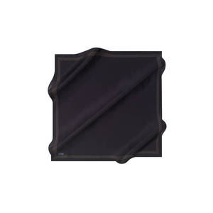 Black Cotton Square Scarf with Silk Edge Detail and Bow Pattern - Product Image 1
