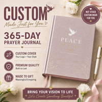 Carnet de prière LABON personnalisé A5 « Peace Be Still » en PU rose, couverture rigide, pour dévotion et étude biblique, avec rubans, idéal pour l'église, OEM