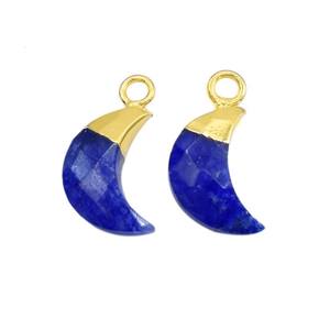 Colgante de Sodalita en Forma de Media Luna, Chapado en Oro, Amuleto de Piedra Preciosa, Colgante Pequeño Hecho a Mano para Joyería DIY y Regalo de San Valentín - Product Image 6