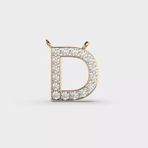 Stylish D Letter Pendant Open Design Moissanite Mens Hip Hop Jewelry Diamond Chain Gold & Platinum Plated - Product Image 2