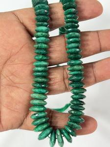 AAA naturel vert corindon émeraude coupe allemande facettes Rondelle pierre perles 8-10mm taille 14 pouces brin - Product Image 6