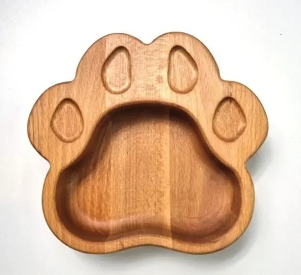 High quality wholesales nice wooden dog paws shape pet bowls feeders set Hand Crafted Natural Wood Pet Bowls made in Vietnam