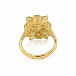 925 Sterling Silver Peridot Flower Ring Oval and Pear Shape Green Gemstones Nature Inspired Designer Jewelry - Product Image 5