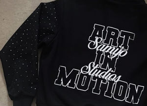 เสื้อฮู้ดมีซิปผ้าเทอร์รี่ไรน์สโตนสำหรับผู้ชายซิปรูดสกรีนได้ - Product Image 3