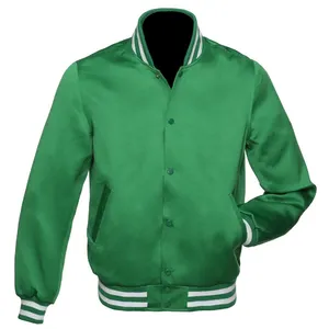 New Supplier Satin silk polyester made all color available Men's Varsity bomber baseball jacket
