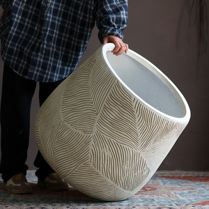 Maceta <span class=keywords><strong>de</strong></span> <span class=keywords><strong>Barro</strong></span> <span class=keywords><strong>de</strong></span> Magnesio Estilo Bohemio, Ligera, Tallada a Mano, para Flores Artificiales, Decoración <span class=keywords><strong>de</strong></span> Interiores y Balcón, Hogar Moderno - Product Image 5