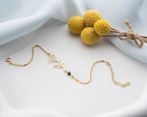 Delicado oro Flor de nacimiento pulsera mujer plata diciembre piedra de nacimiento pulsera acebo pulsera con piedra de nacimiento flor encanto - Product Image 3