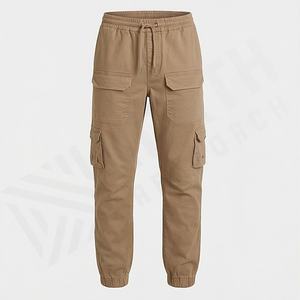 กางเกงคาร์โก้ผู้ชายแฟชั่นใหม่ ผ้าขนสัตว์ผสมฝ้าย รับสกรีนโลโก้ สไตล์ลำลอง กระดุมข้าง ซิป น้ำหนักเบา เอวยางยืดปานกลาง - Product Image 1