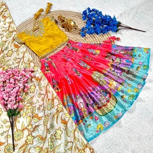 Premium Collection Heavy Chinon With Print And Sequins <b>Work</b> Kids Lehenga Choli Manufacturer And Supplier From Surat - Product Image 1