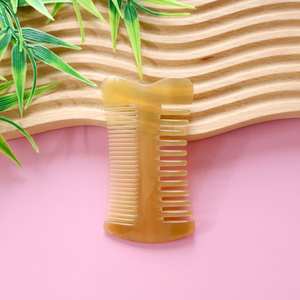 หวีทำมือจากเขาธรรมชาติ ขัดเงา ดีไซน์สวยงาม ซี่กว้าง ป้องกันผมแตก สำหรับผมหยิกหนา - Product Image 2