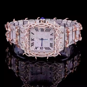 Personalizado deporte moda automático oro rosa Moissanite diamante Hip Hop reloj elegante lujo Acero inoxidable banda totalmente de cuarzo - Product Image 6