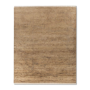 พรมขนสัตว์และไหมไผ่ถักมือสีเบจและสีน้ำตาล ขนาด 9x12 ฟุต รูปทรงสี่เหลี่ยมผืนผ้า สำหรับห้องนั่งเล่นหรือทางเดินในบ้าน-AKWB-3539 - Product Image 1