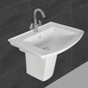 ผลิตภัณฑ์สุขภัณฑ์-อ่างล้างมือเซรามิกครึ่งแท่นสีเขียวแบบชนบทชุดอ่างล้างจานดีไซน์ทันสมัย - Product Image 2