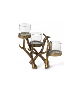 Bougie votive ou photophore en métal pur antique, décoration de table d'événement de mariage finie unique, supports de lumière de bougie de Noël - Product Image 4