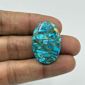 30.80Ct Natural Azul Cobre Turquesa Piedra preciosa suelta Buena calidad 31X22X5MM Piedra preciosa lisa en forma ovalada - Product Image 3