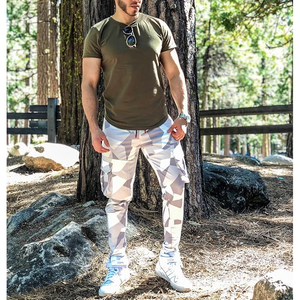 Pantalones de chándal de entrenamiento de gimnasia para hombre con bolsillos pantalones de chándal antiarrugas pantalones de lona teñidos lisos - Product Image 4