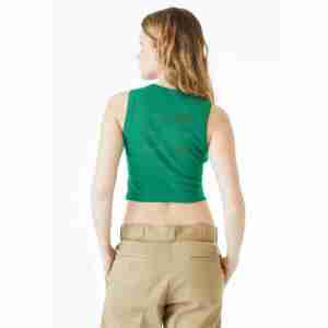 Custom Logo Design Women's Solid Short <b>Crop</b> Tank <b>Tops</b> Breathable Ribbed Knit Polyester/Cotton for Yoga & Gym Fitness - Product Image 4