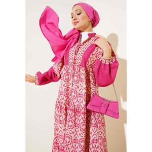 Robe superposée à demi-boutons Fuchsia - Product Image 4