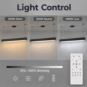 Lámpara Colgante LED Moderna de Metal, Regulable con Control Remoto, Tricolor, para Comedor Interior, 150cm, 120W, 3000K, 4500K, 6000K - Product Image 4
