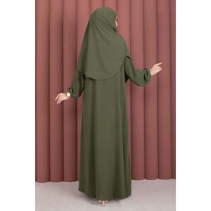 ชุดละหมาดฮิญาบทรงตรง Hafsa Khaki พร้อมซิป ดีไซน์ทันสมัย เรียบง่าย เอวเข้ารูป - Product Image 4