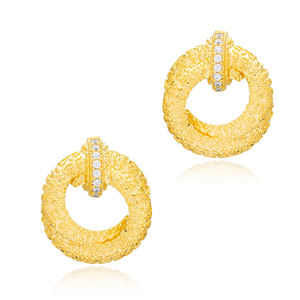 Dainty รอบรูปร่างเพทายหินพื้นผิวต่างหูสตั๊ดตุรกีขายส่ง925เครื่องประดับเงิน - Product Image 3