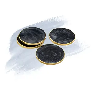 Posavasos de madera de mármol de Venta caliente para regalos de boda Portavasos de bebida de nogal Premium Esteras de piedra - Product Image 4