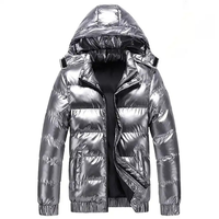 Vestes matelassées pour hommes en duvet de canard brillant à capuche, logo personnalisé, vestes matelassées en gros