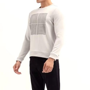Sweat-shirt polaire épais pour homme OEM, coupe classique douce, pull à capuche, logo personnalisé sur le devant, col rond uni, hiver, couleur unie - Product Image 3