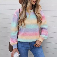 Pull en maille respirant pour femme, col rond, manches longues, en polyester, service OEM