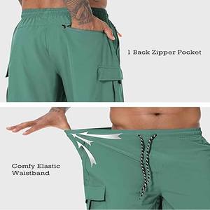 Pantalones cortos de doble capa para hombre con cremallera, transpirables, elásticos, para correr, entrenamiento, deportes, informales, de secado rápido, pantalones cortos de gimnasio de Dress Sports - Product Image 6