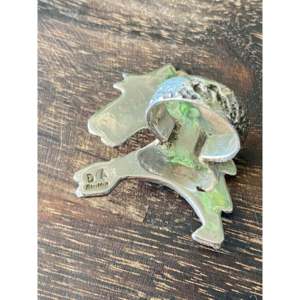 Delbert Arviso Kingman Turquoise Sterling <b>Silver</b> Tufa Cast Horse <b>Ring</b> Size 9.75 Bezel Setting Inlay Everyday Wear <b>Statement</b> <b>Ring</b> - Product Image 5