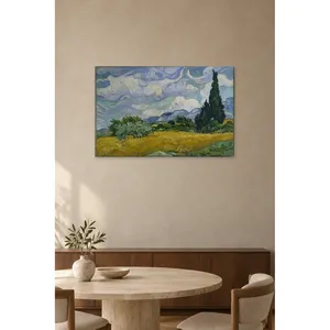 ภาพพิมพ์บนผืนผ้าใบ "ทุ่งข้าวสาลีพร้อมต้นไซเปรส" ของฟิดา แวนโก๊ะ - Product Image 2