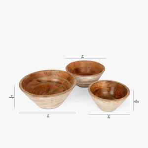 Cuenco de madera de mango rústico con borde sin pulir y base, plato ovalado de madera con borde de corte natural para decoración de mesa estilo granja ecológica - Product Image 3