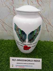 Magnifique urne de crémation pour cendres humaines avec ailes cuivworld inde - Product Image 2