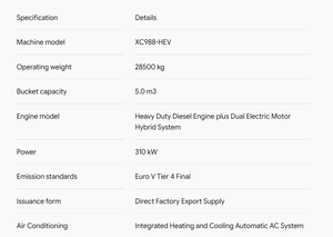 Chargeuse sur pneus hybride électrique 8 tonnes XC988-HEV, pelle rétrocaveuse haute performance, puissante, pour l'exploitation minière, avec moteur, pompe, engrenage et roulement - Product Image 6